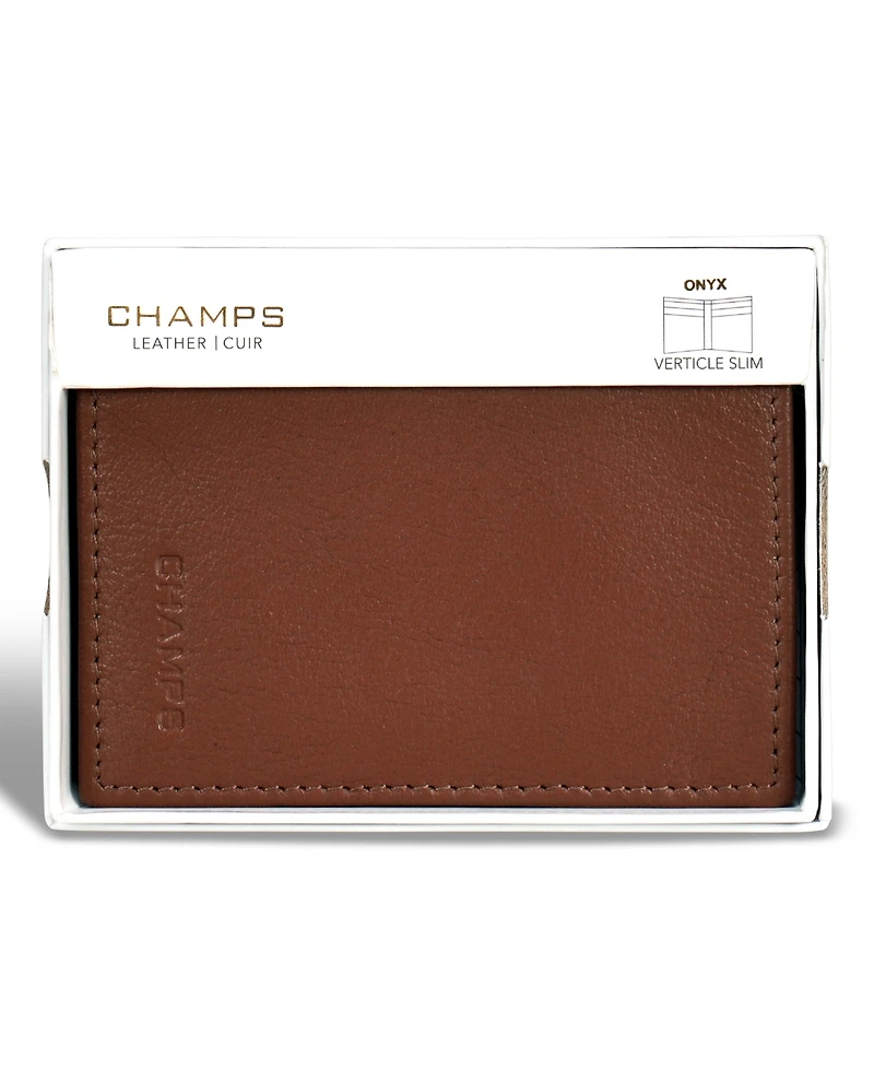 Champs Men's Onyx Collection Leather Vertical Slim Wallet
