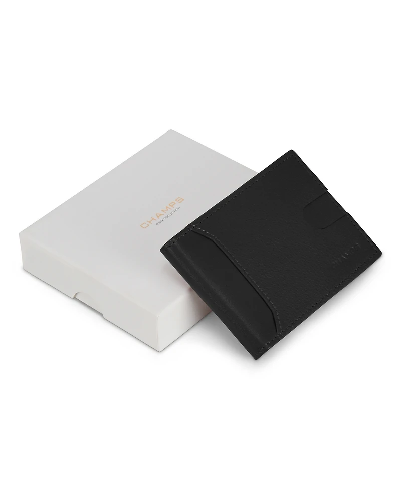 Champs Men's Onyx Collection Leather Bi-Fold Clip Wallet