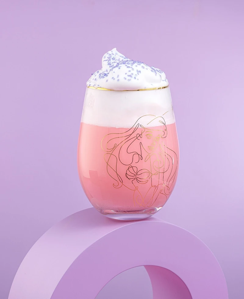 JoyJolt Disney Princess Sketch Stemless Wine Glasses, Set of 4