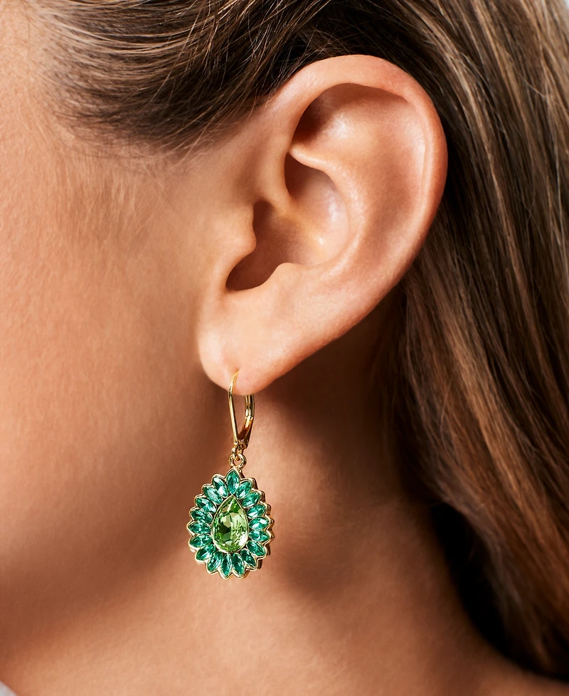 Emily Paris Gold-Tone Color Crystal Drop Earrings