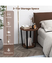 Gymax Industrial End Table Sofa Side Table Nightstand w/ Storage Shelf & Metal Frame