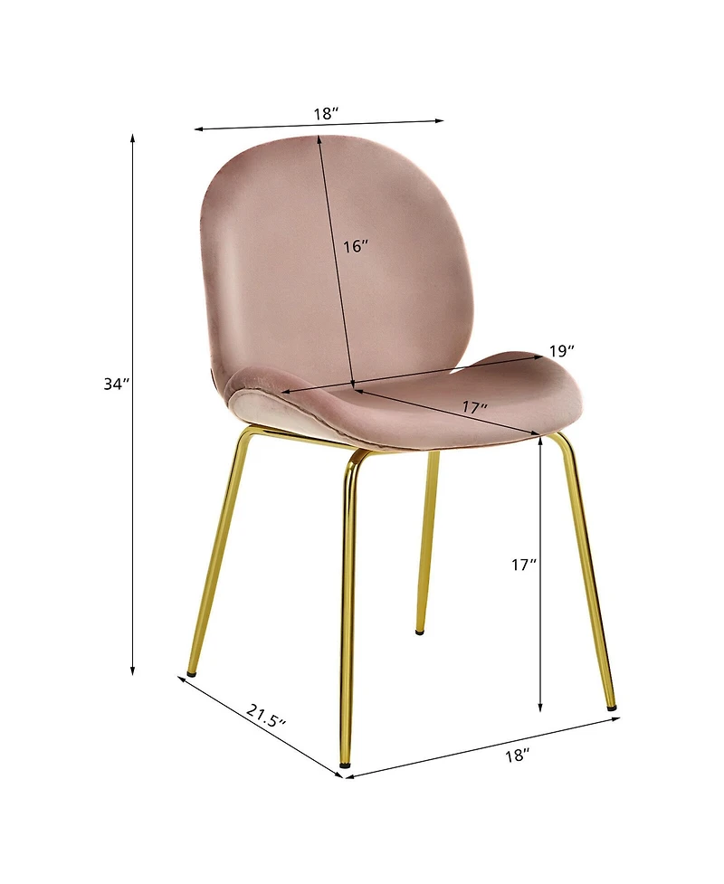 Gymax 4PCS Velvet Dining Chair Accent Leisure Armless Side Green