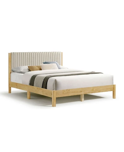 Furniture of America Alder Queen Platform Bed with Corduroy Fabric Upholstery