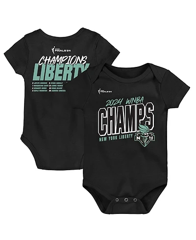 Outerstuff Newborn Black New York Liberty 2024 Wnba Finals Champions Roster Bodysuit