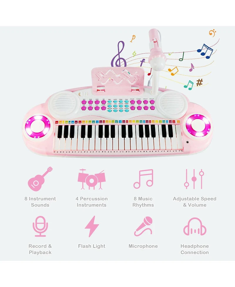 Gymax 37 Keys Kids Toy Electronic Organ Portable Piano Keyboard w/ Microphone