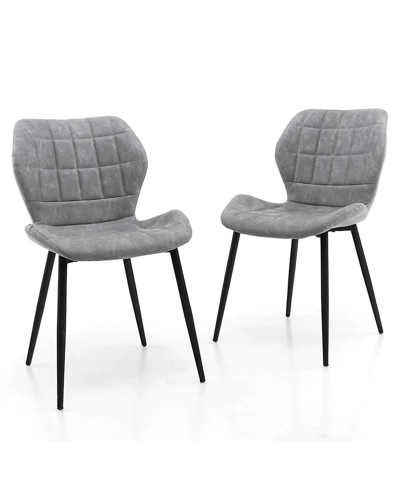 Gymax Dining Chairs Set of w/ Padded Back Metal Legs & 2 Adjustable Foot Pads