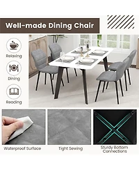 Gymax Dining Chairs Set of w/ Padded Back Metal Legs & 2 Adjustable Foot Pads
