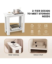 Gymax 2-Tier End Table Modern Sofa Bedside Table Compact Nightstand with Storage Shelf