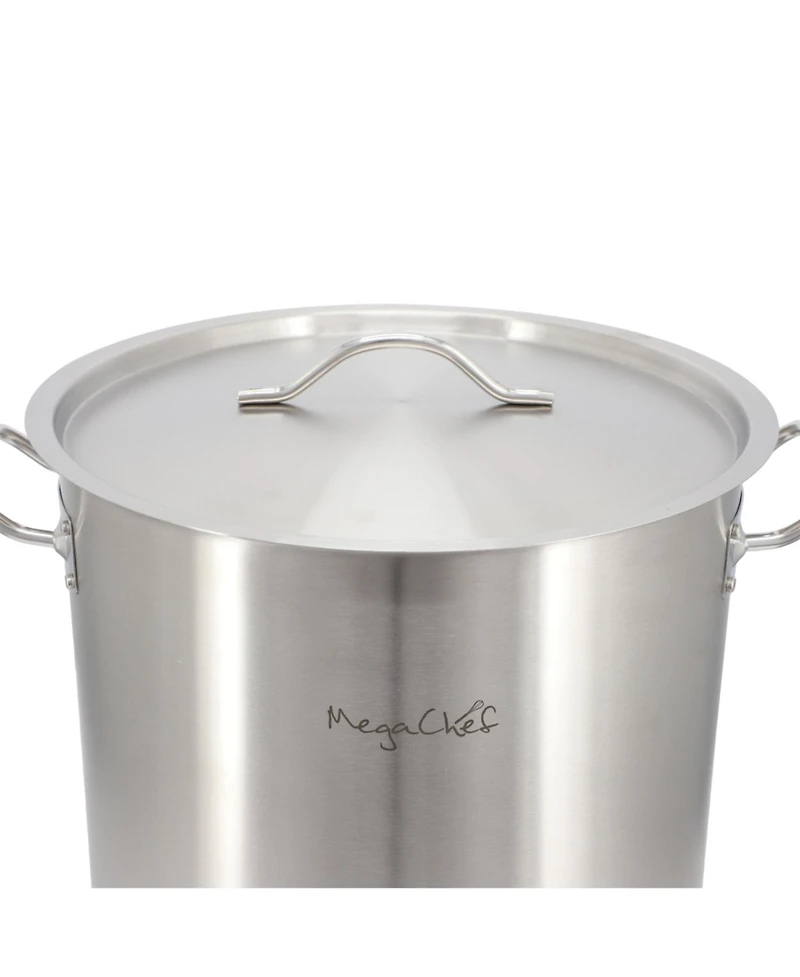 MegaChef Professional Kitchen Quart Round Stainless Steel Stock Pot with Lid