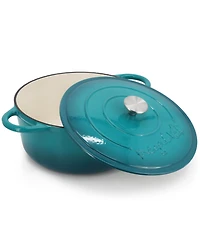 MegaChef 6.35 Quart Round Enameled Cast Iron Dutch Oven with Self Basting Lid