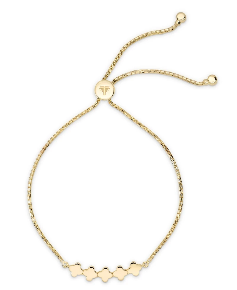 Devata Clover Box Chain Slider Bolo Bracelet in 14K Gold, Fits 6.0 in to 8.0 in wrist, approx. 4.3 grams