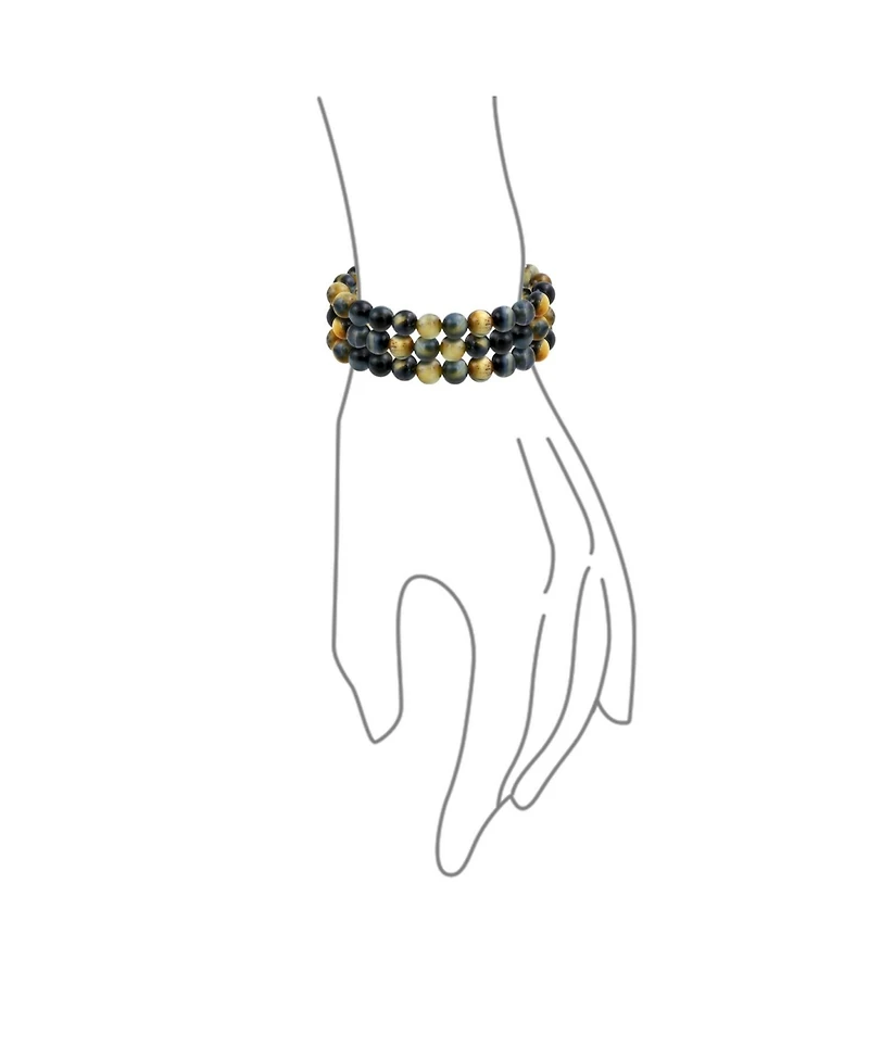Bling Jewelry Stackable Set Of 3 Natural Stone Round Bead 8MM Multi Strand Stretch Bracelet