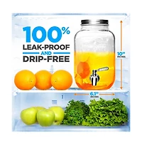 NutriChef 1-Gallon Glass Beverage Dispenser with Stainless Steel Tap & Lid