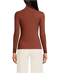 Lands' End Women's Drapey Rib Skimming Long Sleeve Mock Neck