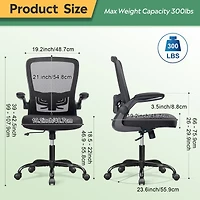 Galaxhero Heavy-Duty 300 lb Capacity Ergonomic Mesh Office Chair for Home & Gaming with Flip-Up Arms, Adjustable Lumbar Support and Tall Back