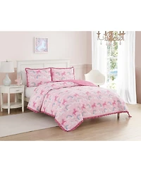 Alex + Bella Unicorn Parade Pink 2-Piece All-Season Reversible Soft Microfiber Quilt Set - Twin