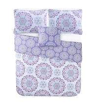Alex + Bella Vivian Purple 4-Piece All-Season Reversible Cotton Quilt Set - Full/Queen