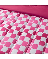 Alex + Bella Checkerboard Hearts Hot Pink 3-Piece Ultra Soft Microfiber Comforter Set - Full