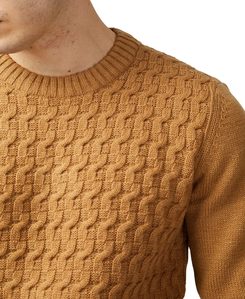 Ben Sherman Men's Cable Textured Crew Neck Sweater