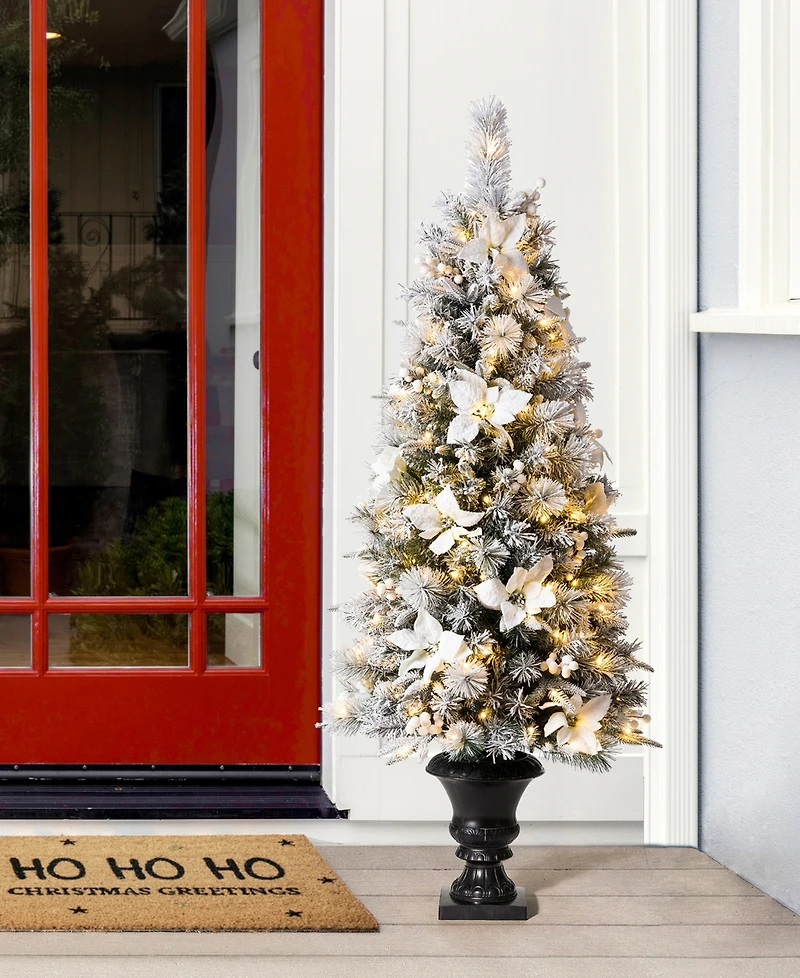 Glitzhome Pre-Lit Pine Artificial Christmas Porch Tree