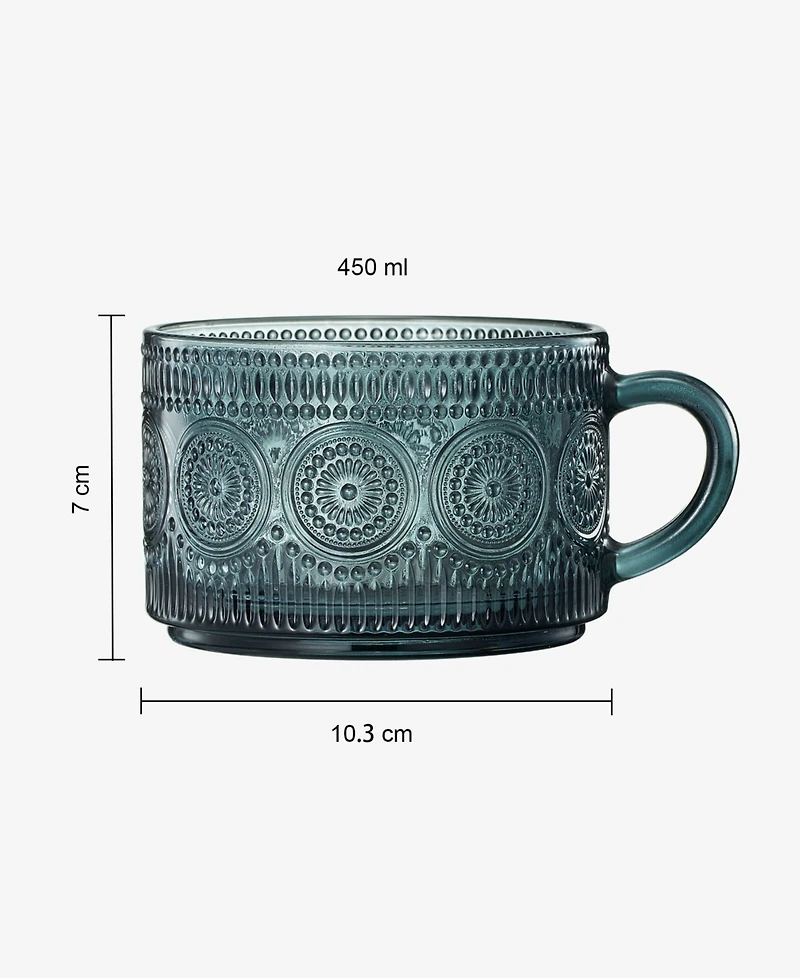 The Wine Savant Colored Vintage Hobnail Coffee Mugs, Set of 4
