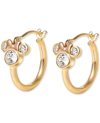 Disney Minnie Mouse Cubic Zirconia Small Hoop Earrings in 10k Yellow & Rose Gold, 1/2"