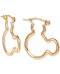 Disney Mickey Mouse Silhouette Small Hoop Earrings in 10k Yellow Gold (3/4")