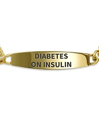 Bling Jewelry Diabetes On Insulin Identification Medical Id Miami Cuban Link Chain Bracelet Gold 2 Tone Steel