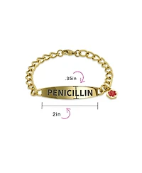 Bling Jewelry Penicillin Medical Identification Id Bracelet Miami Cuban Link Chain Gold 2 Tone Stainless