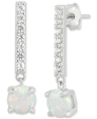 3-Pc. Set Lab-Created Opal (7/8 ct. t.w.) & Lab-Created White Sapphire (7/8 ct. t.w.) Stud & Drop Earrings in Sterling Silver