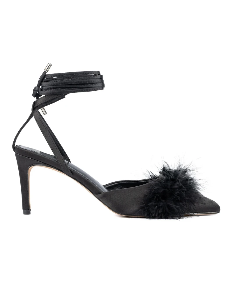Womens Saylor- Faux Feather Heel Sandal