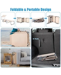 Sugift Set of 2 Portable Reclining Chair with 5 Adjustable Positions-Beige