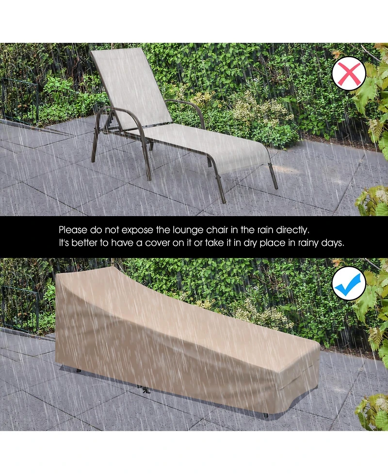 Sugift Adjustable Patio Chaise Folding Lounge Chair with Backrest-Gray