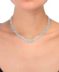 Diamond Pave Bare Panther Link 18" Collar Necklace (1/2 ct. t.w.) in Sterling Silver