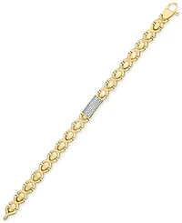 Diamond Pave Bar Plate Stampato Xo Link Bracelet (1/2 ct. t.w.) in 14k Gold-Plated Sterling Silver