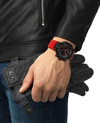 Tissot Men's Swiss Chronograph T-Race Red Rubber Strap Watch 45mm