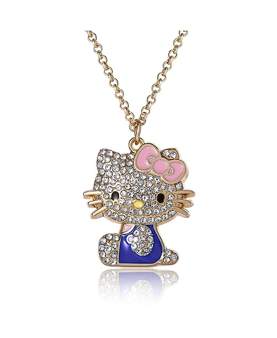 Hello Kitty Sanrio Crystal Pendant Necklace - Gold-Tone with Colorful Enamel Accents