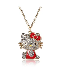 Hello Kitty Sanrio Crystal Pendant Necklace - Gold-Tone with Colorful Enamel Accents