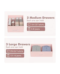 Dresser For Bedroom With 5 Drawers, Dressers & Chests Of Drawers For Hallway, Entryway, Storage Organizer Unit With Fabric, Sturdy Metal Frame