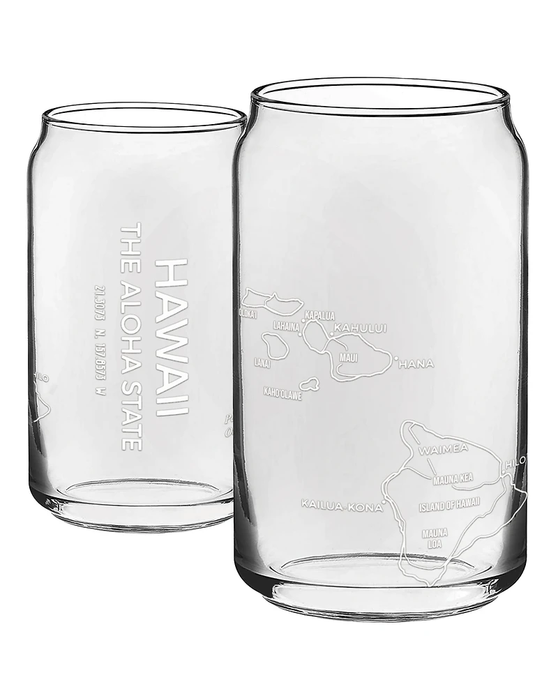 Narbo The Can Hawaii Map Everyday Glassware, Set of 2