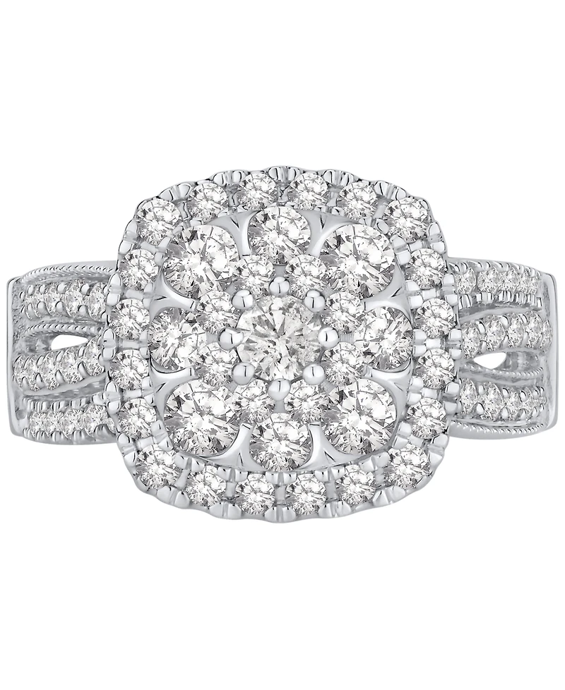 Diamond Square Cluster Engagement Ring (2 ct. t.w.) in 14k White Gold