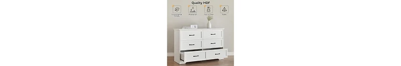 gaomon Dresser For Bedroom With 6 Drawers, Wood Drawer Dresser Chest Of Drawers For Closet, Living Room, Hallway, Nursery, Kids Bedroom(White)