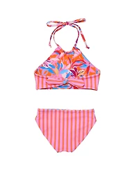 Snapper Rock Big Girls Blooming Sunset Sustainable Reversible Halter Bikini