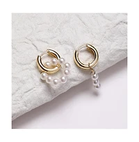 Sohi Women's Asymmetrical Pearl Hoop Earrings