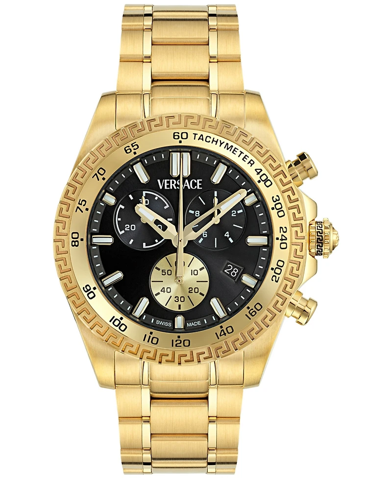 Versace Men's Swiss Chronograph X Gold Ion Plated Stainless Steel Bracelet Watch 44mm