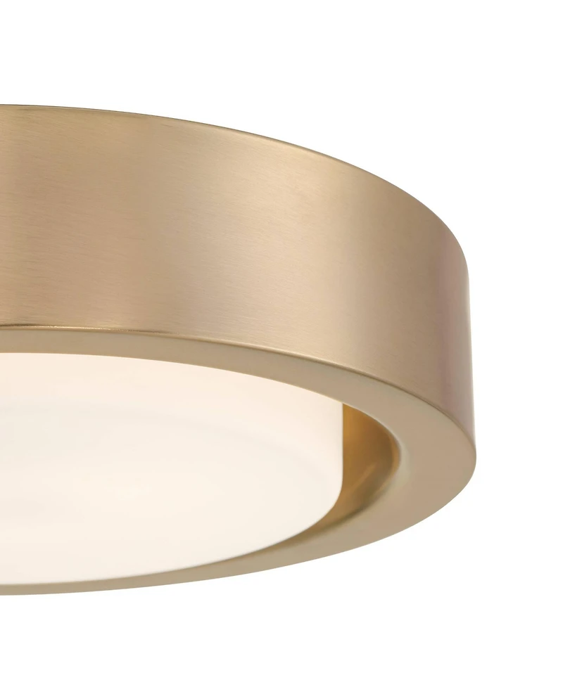 360 Lighting Jayson 12 3/4" Modern Flush-Mount Ceiling Light Fixture Kitchen Foyer Round Led Satin Bronze Finish White Glass