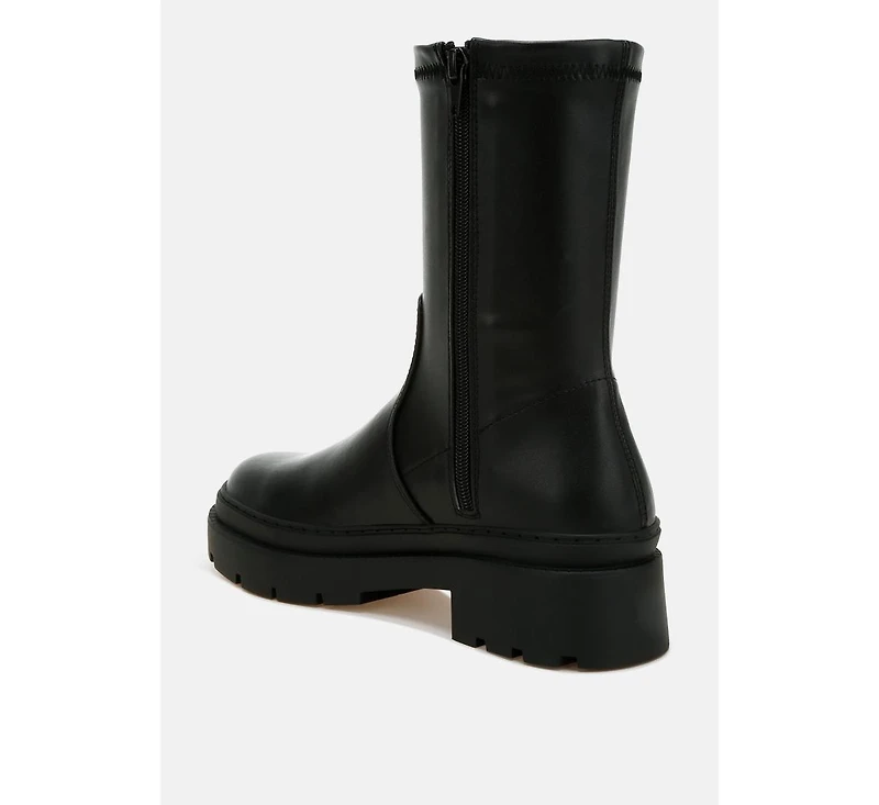 Carmit Chunky Faux Leather Calf Boots