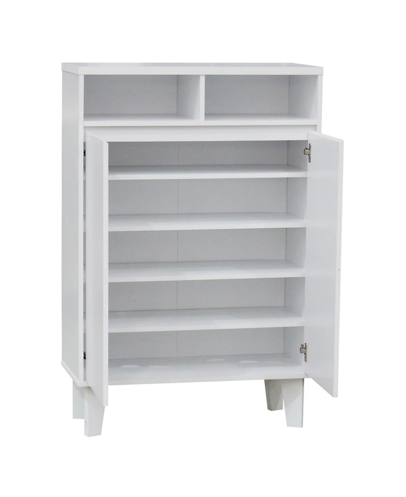 Kings Brand Furniture Elgin 2-Door Shoe Rack Storage Cabinet, White