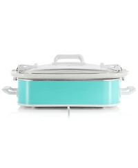 MegaChef 3.5 Quart Casserole Slow Cooker with 3 Temperature Settings in Turquoise