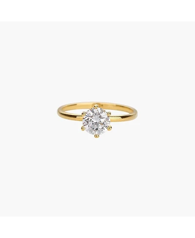 Sterling Silver 18k Gold Plated Sage Medium Cubic Zirconia Band Ring Size 7 – Bold Summer Ring, Sparkling Accent, Gift for Her